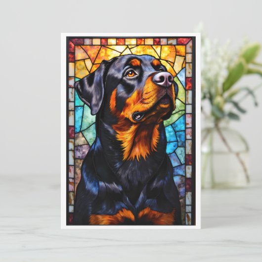ステンドグラス風のロットワイラー犬 カード (スタンド正面)