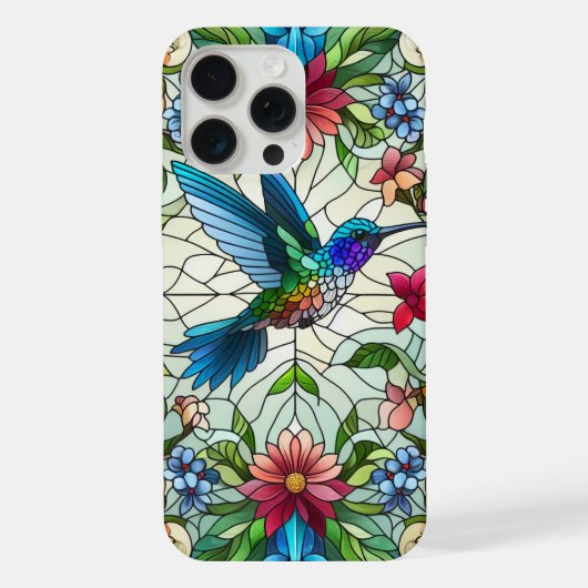 ステンドグラス風の優雅なハチドリ iPhoneケース (裏面)