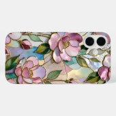 ステンドグラス風の優雅なピンクの花のiPhoneケース Case-Mate iPhoneケース (裏面 (横))