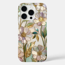 ステンドグラス風の優雅なiPhoneケース　ソフトパステルフラワー iPhone 16 Proケース