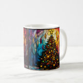 ステンドグラス風の星付きクリスマスツリー コーヒーマグカップ (正面右)