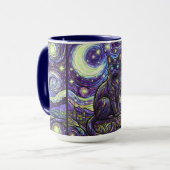 ステンドグラス風の星空の猫のコーヒー マグカップ (正面左)