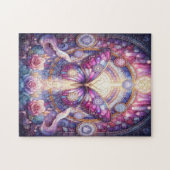 ステンドグラス風の神秘的な蝶 ジグソーパズル (横)