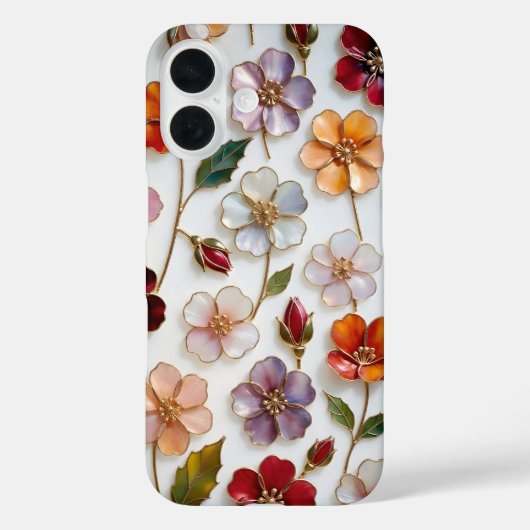 ステンドグラス風の花柄iPhoneケース パステルカラーの優しい花々 Case-Mate iPhoneケース (裏面)