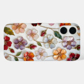 ステンドグラス風の花柄iPhoneケース パステルカラーの優しい花々 Case-Mate iPhoneケース (裏面 (横))