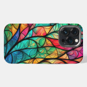 ステンドグラス風の華やかな葉柄デザイン iPhoneケース (裏面横)