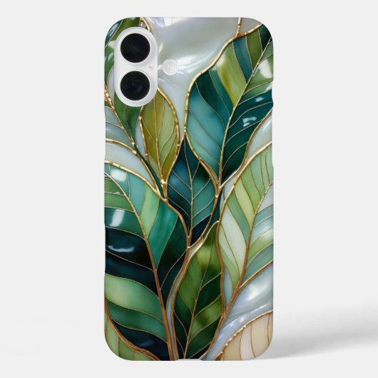 ステンドグラス風の葉のデザインのスマホケース Case-Mate iPhoneケース (裏面)