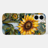 ステンドグラス風ひまわりデザインのiPhoneケース 黄色い花 Case-Mate iPhoneケース (裏面 (横))