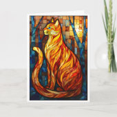 ステンドグラス風オレンジ色の猫 カード (正面)