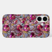 ステンドグラス風カラフルピンクフラワーパターン Case-Mate iPhoneケース (裏面 (横))