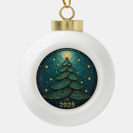 ステンドグラス風クリスマスオーナメント 2025 Eff. 2 セラミックボールオーナメント