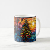 ステンドグラス風クリスマスツリーと太陽 コーヒーマグカップ (正面右)