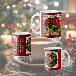 ステンドグラス風クリスマスパピー包み コーヒーマグカップ