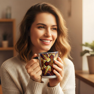 ステンドグラス風クロス イエス・キリストは王様 コーヒー マグカップ