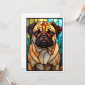 ステンドグラス風パグ犬 カード (正面/裏面インサイチュ)