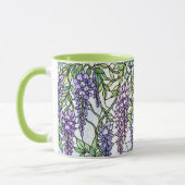 ステンドグラス風パープルの花のフラワーコーヒー マグカップ (左)