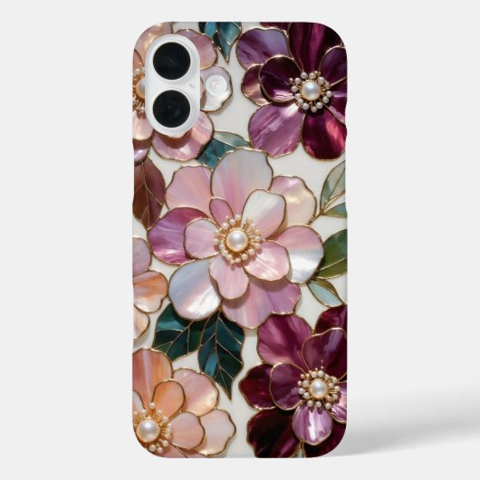 ステンドグラス風ピンクフラワーの高級iPhoneケース Case-Mate iPhoneケース (裏面)