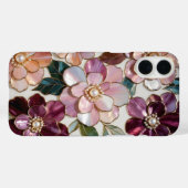 ステンドグラス風ピンクフラワーの高級iPhoneケース Case-Mate iPhoneケース (裏面 (横))