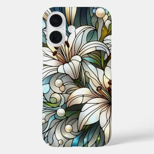 ステンドグラス風ホワイトユリ Case-Mate iPhoneケース (裏面)