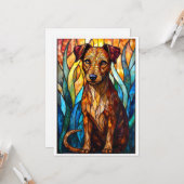 ステンドグラス風ミックス犬種のフラットデザイン カード (正面/裏面インサイチュ)