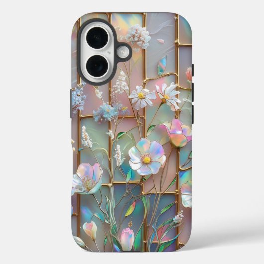 ステンドグラス風ワイルドフラワーiPhoneケース Case-Mate iPhoneケース (裏面)
