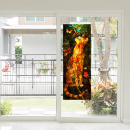 ステンドグラス風猫の絵 アート ウィンドウサイン