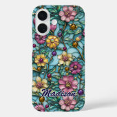 ステンドグラス風紫色の花柄デザイン Case-Mate iPhoneケース (裏面)
