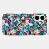 ステンドグラス風紫青の花柄 Case-Mate iPhoneケース (裏面 (横))