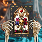 ステンドグラス骨格の新郎新婦ゴシック結婚ズ 招待状