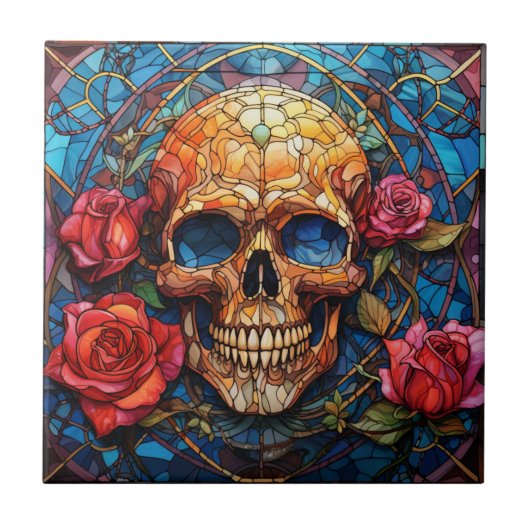 ステンドグラス骨格デザイン タイル (正面)