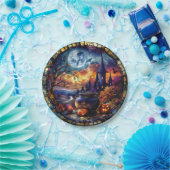 ステンドグラス魔女の釜 ペーパープレート (パーティー)