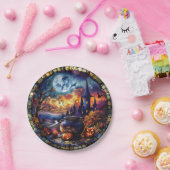 ステンドグラス魔女の釜 ペーパープレート (パーティー)