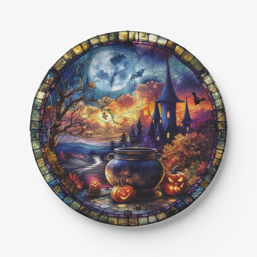 ステンドグラス魔女の釜 ペーパープレート (正面)