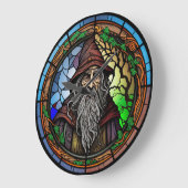 ステンドグラス魔法使いデザイン大時計 ラージ壁時計 (傾斜)