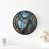 ステンドグラス魔法使いデザイン ラージ壁時計 (ホーム)
