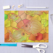 ステンドグラス魚タンク黄色のデコパージュ 薄葉紙 (クラフト)