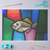 ステンドグラス魚ティッシュペーパー 薄葉紙 (クラフト)