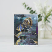 ステンドグラス魚葉書 ポストカード (スタンド正面)