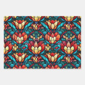 ステンドグラス鮮やかデザイン ラッピングペーパーシート (正面3)