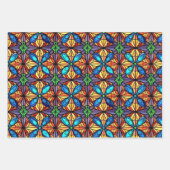 ステンドグラス鮮やかデザイン ラッピングペーパーシート (正面)