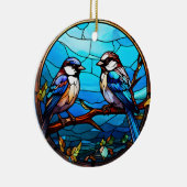 ステンドグラス鳥 セラミックオーナメント (右)