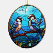 ステンドグラス鳥 セラミックオーナメント (左)