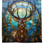 ステンドグラス鹿シャワーカーテン シャワーカーテン (正面)