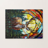 ステンドグラス鹿 ジグソーパズル (横)