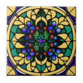 ステンドグラス黄色のカラフルアールデコアートワーク タイル (正面)