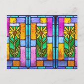 ステンドグラス黄色デイジーノートカード ポストカード (正面)