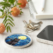 ステンドグラス黒猫の星空の夜 キーホルダー (側面)