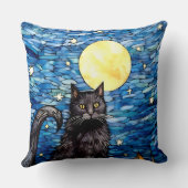 ステンドグラス黒猫の星空の夜 クッション (裏面)