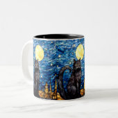 ステンドグラス黒猫の星空の夜 ツートーンマグカップ (正面左)