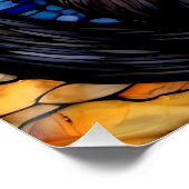 ステンドグラス黒猫の星空の夜 ポスター (コーナー)